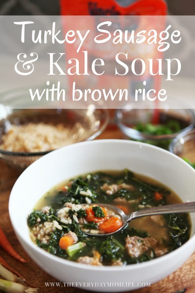 turkey sausage kale soup with brown rice - The everyday mom life