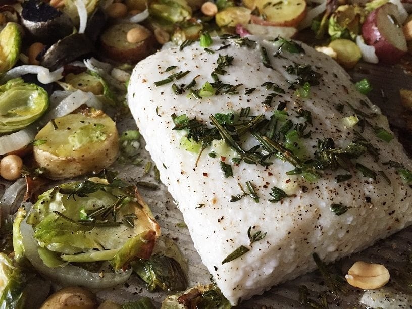 one pan halibut with vegetables - The Everyday Mom Life