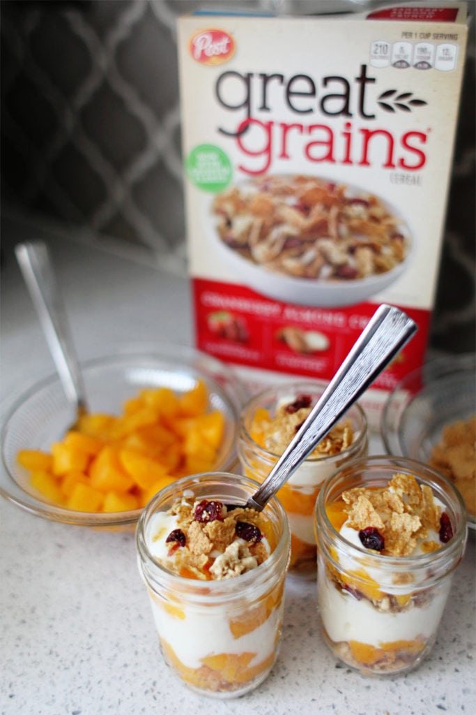Cereal parfaits for after school snacks with Great Grains - The Everyday Mom Life
