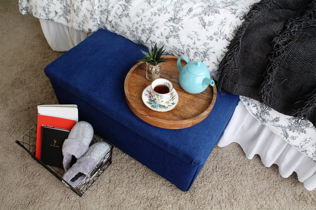 no sew storage ottoman upcycle - The Everyday Mom Life
