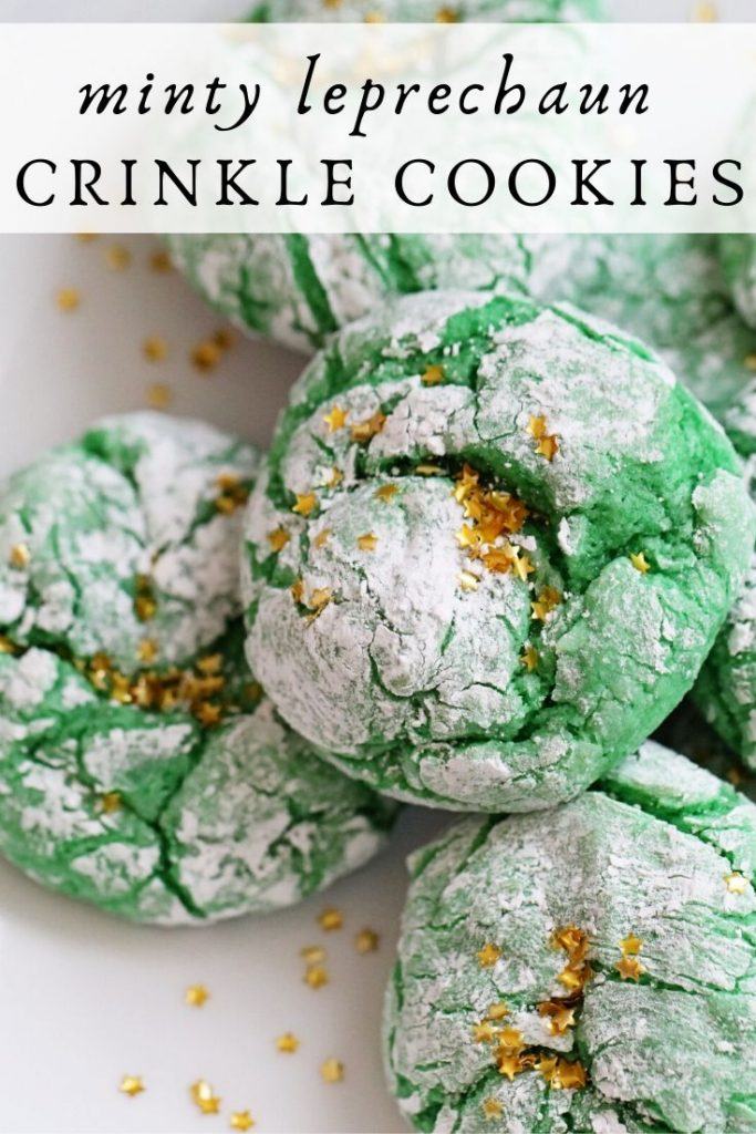 Minty Leprechaun Crinkle Cookies