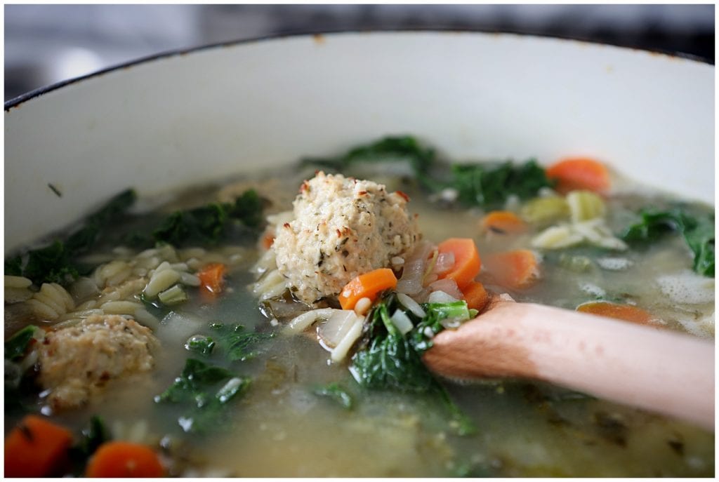 Lemon Orzo Soup with Chicken Meatballs