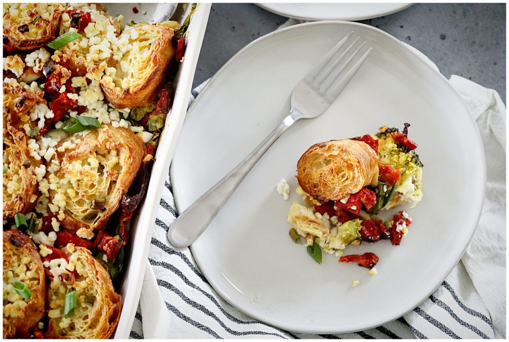 Vegetable Croissant Breakfast Casserole