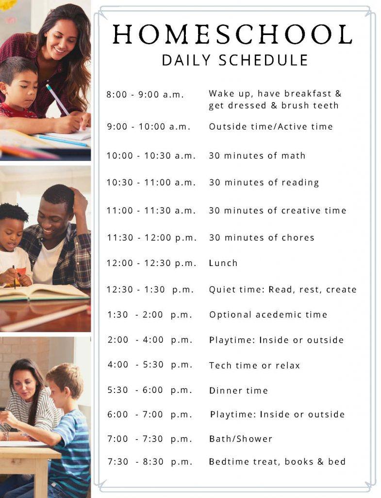 Daily homeschool schedule with free printable
