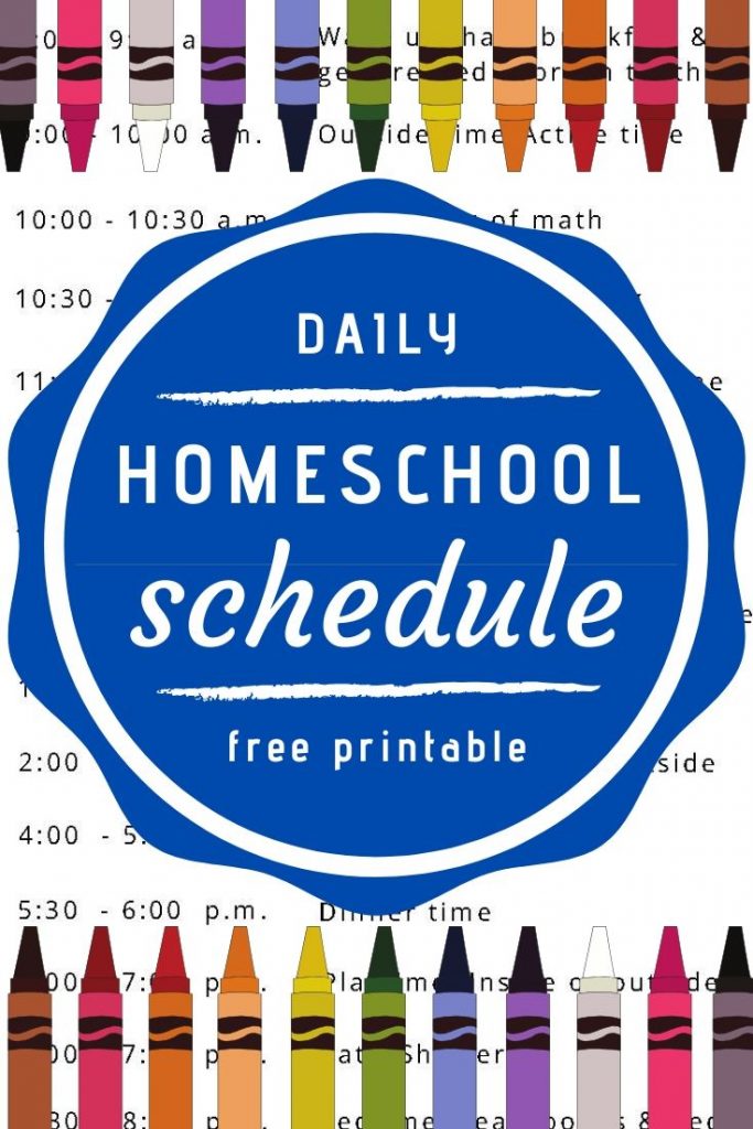 Daily homeschool schedule with free printable