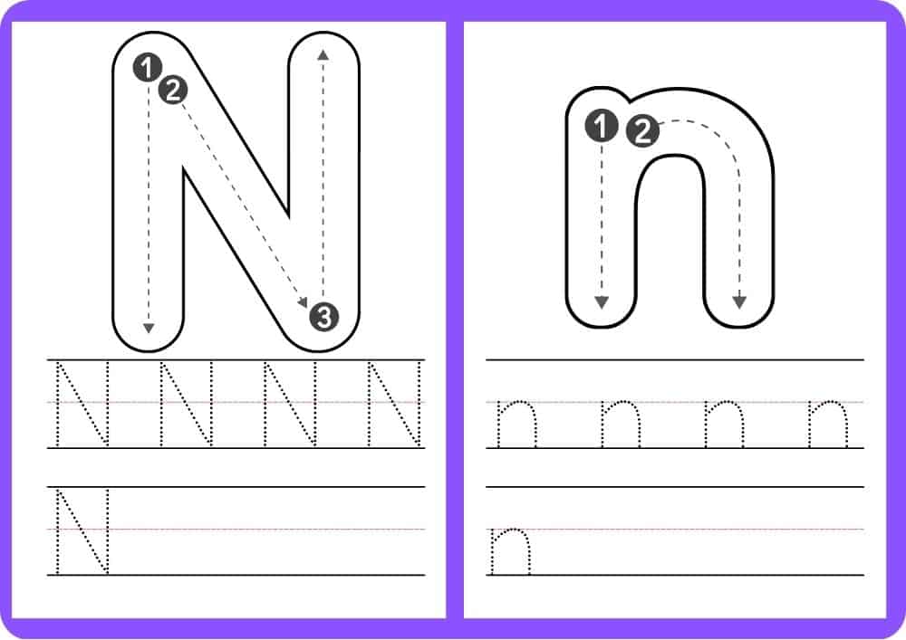 Tracing Letters N