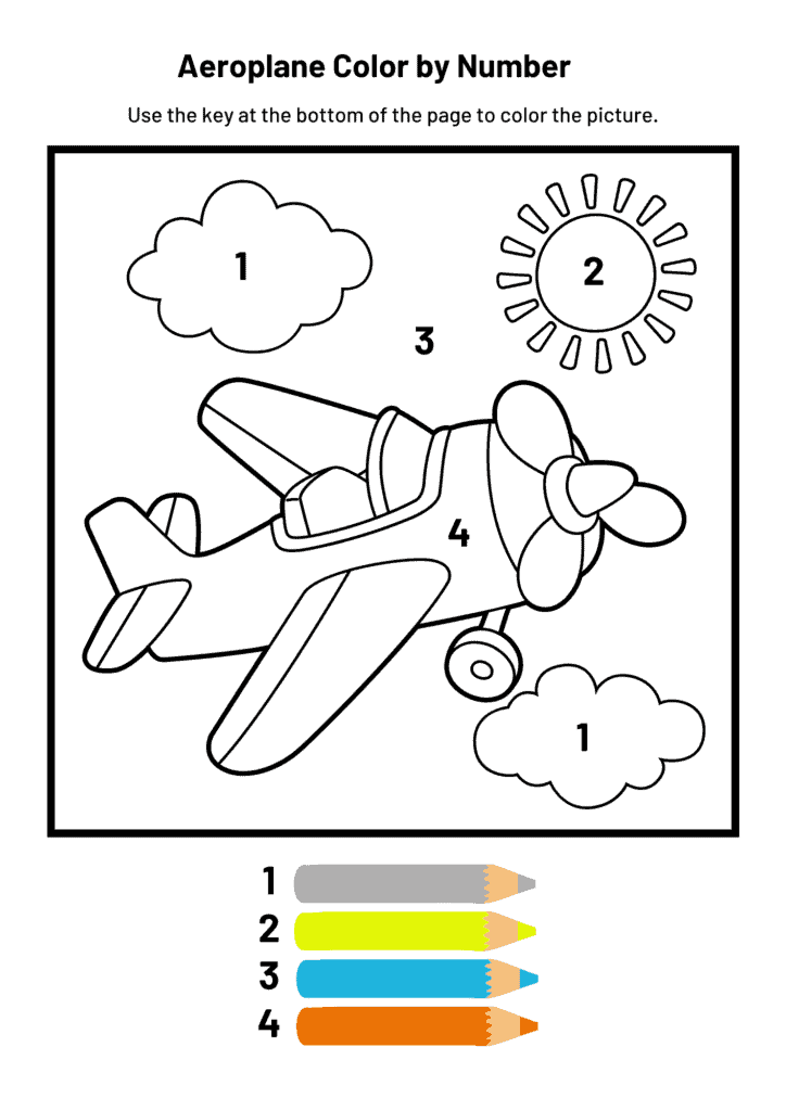 Aeroplane Color by Number