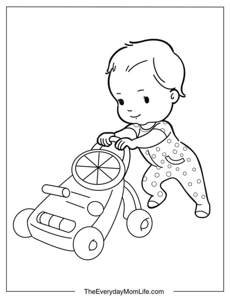 Baby Pushing a Toy Walker