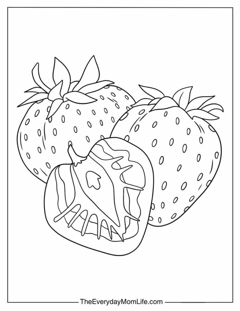 Easy Sweet Strawberry for Coloring